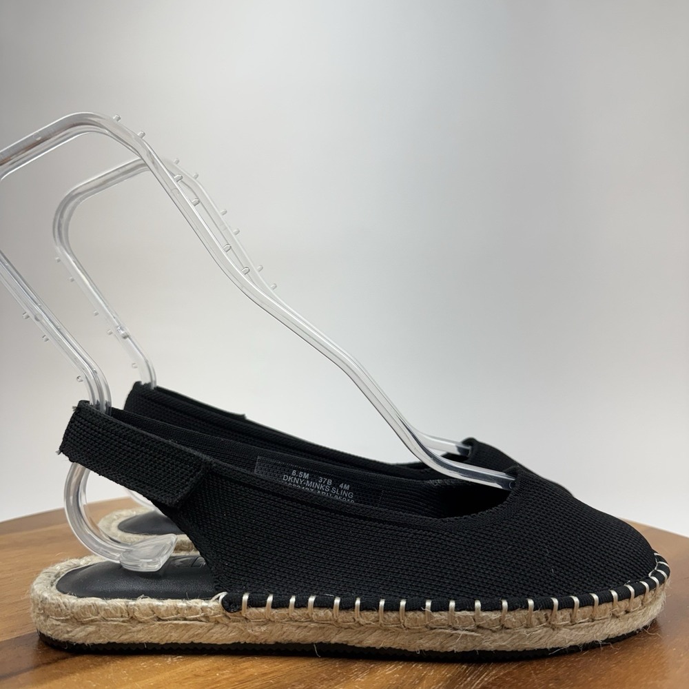 New NWOB Womens DKNY Minks Black Knit Espadrille Slingback Flats Size 6.5 M